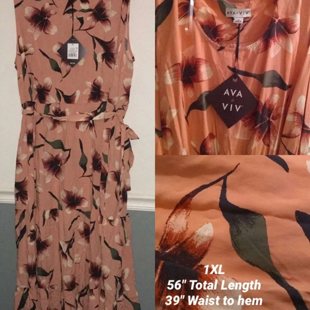 BNWT Ava & Viv Plus Size Floral Summer Maxi Dress - Picture 4 of 5